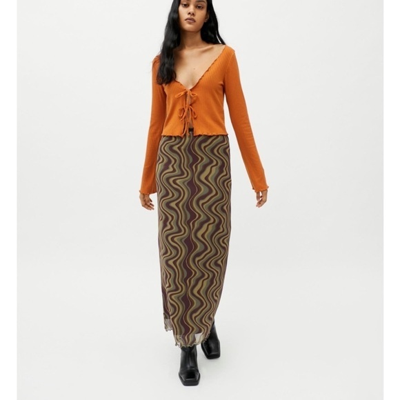 Urban Outfitters Leila ribbed tie-front long sleeve top size 3X - Picture 2 of 14